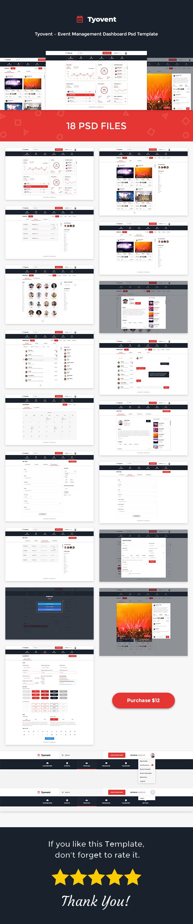 Tyovent - Event Management Dashboard Psd Template - 3